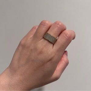 NWT Diamonique Gold Diamond Pave Ring